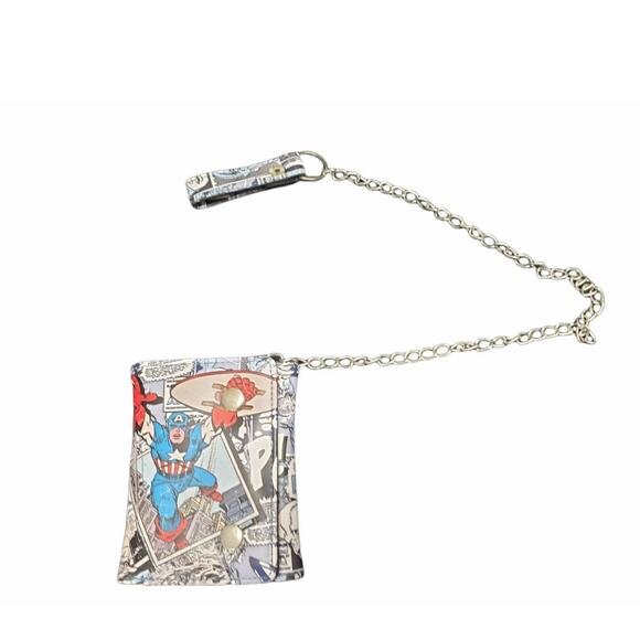 Marvel Captain America Super Hero Tri Fold Wallet w. Chain Ka PoW - Picture 2 of 8